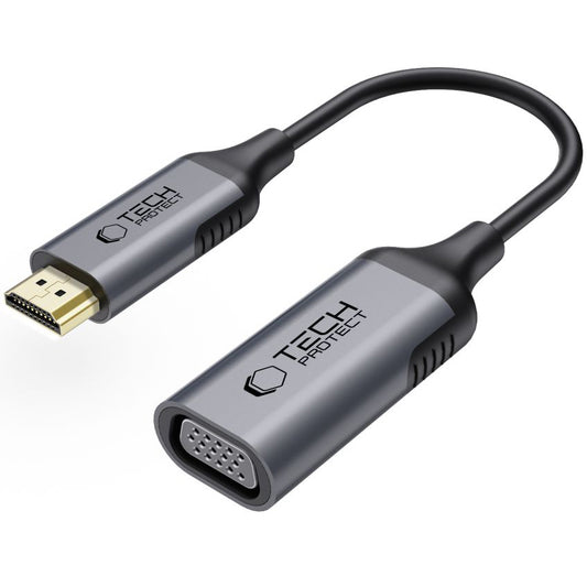 Tech-Protect Ultraboost Videó Adapter, VGA - HDMI, 1080P, Fekete