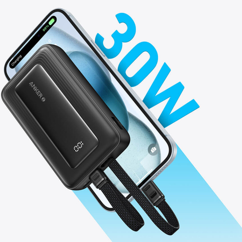 Anker PowerCore külső akkumulátor, 10000mAh, 30W, QC + PD, 1 x Lightning - 1 x USB-A - 2 x USB-C, Fekete A1680G11