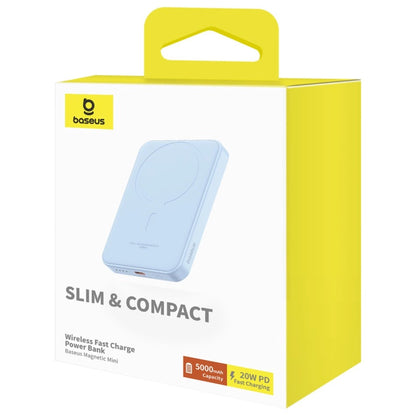 Baseus Magnetic Mini vezeték nélküli külső akkumulátor, 5000mAh, 20W, PD + FQI, 1 x QI - 1 x USB-C, kék P10022107313-00 