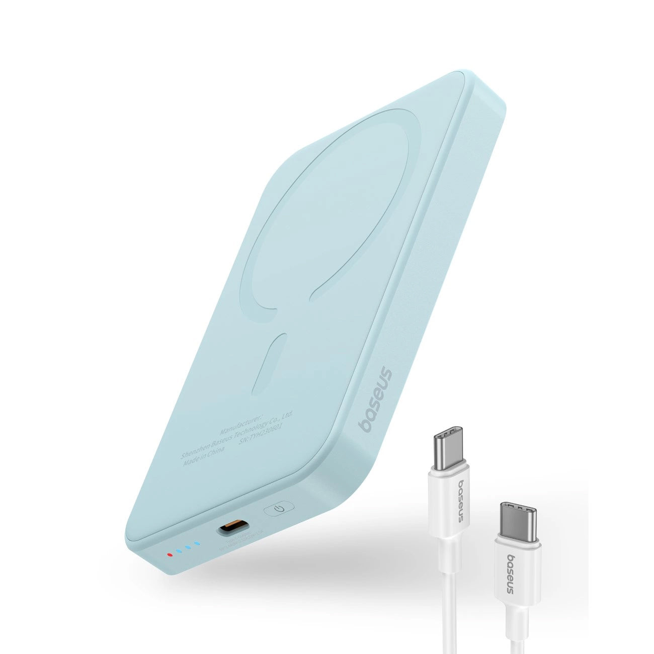 Baseus Magnetic Mini vezeték nélküli külső akkumulátor, 5000mAh, 20W, PD + FQI, 1 x QI - 1 x USB-C, kék P10022107313-00 