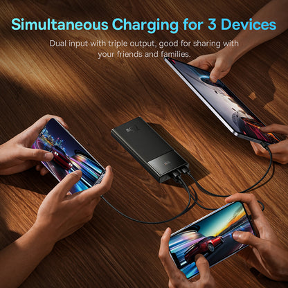Baseus Star Lord külső akkumulátor, 10000mAh, 22,5W, QC + PD, 1 x USB-C - 2 x USB-A, fekete PPXJ100001 