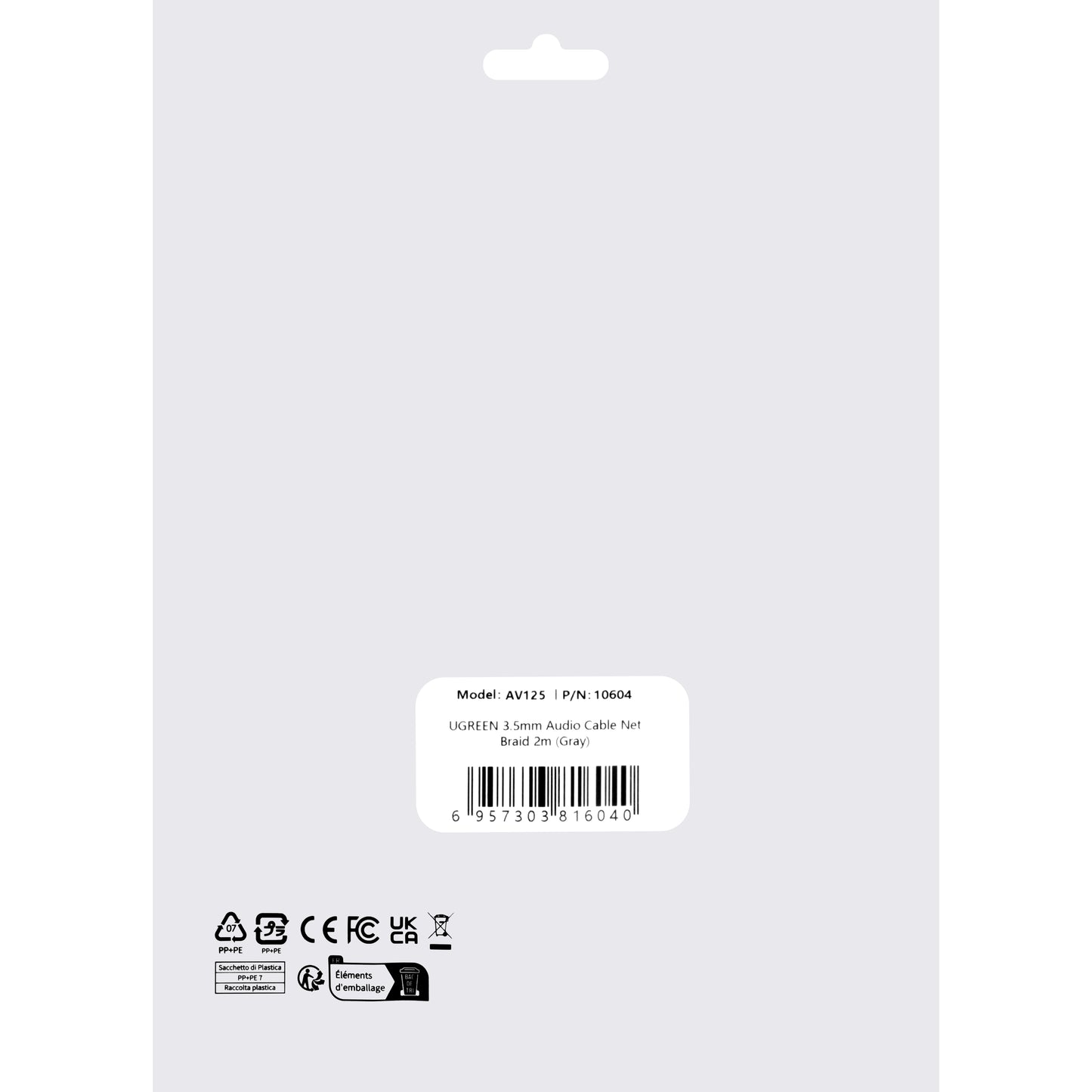 Audiokábel 3.5mm - 3.5mm UGREEN AV125, 2m, szürke 