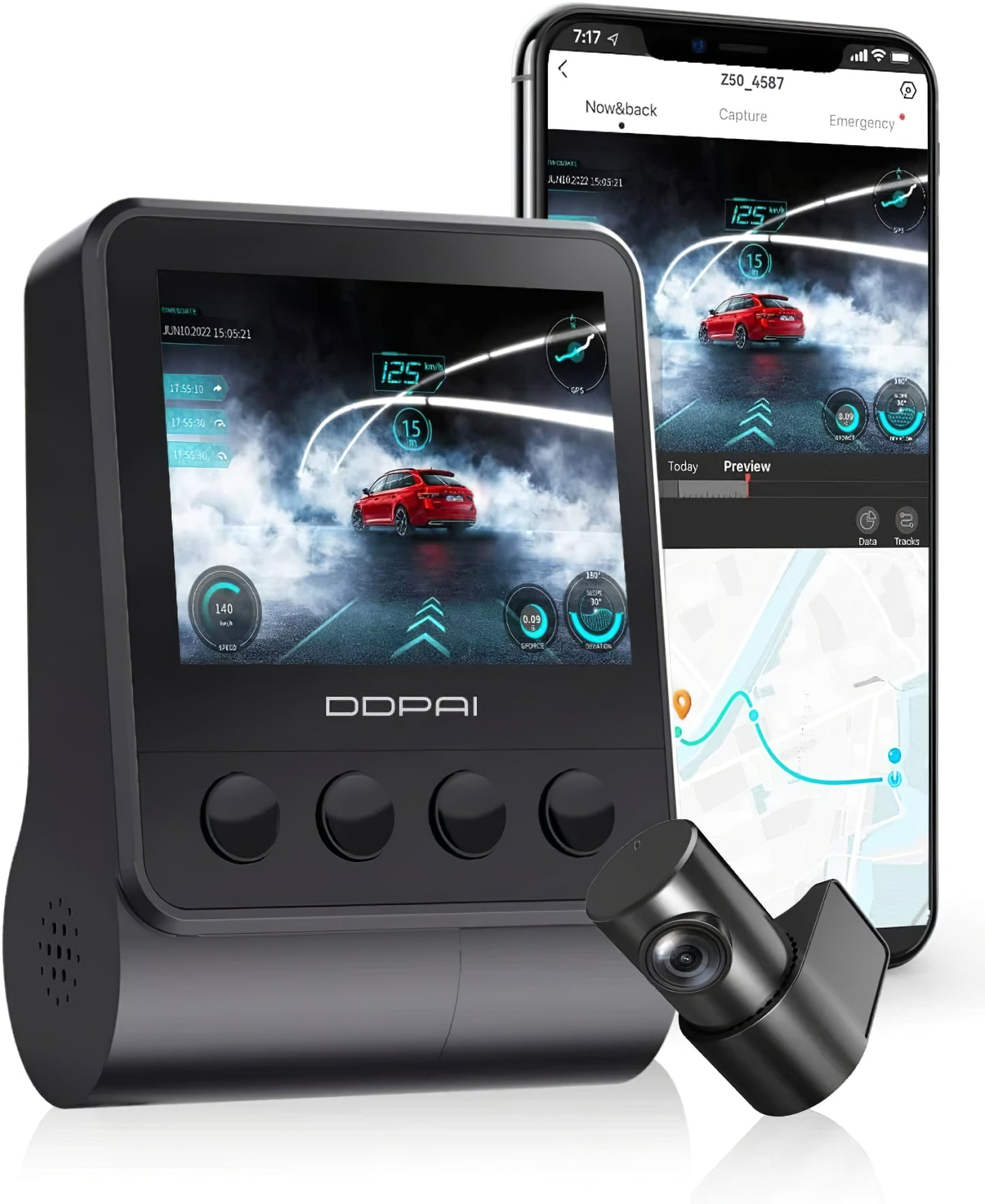 DDPAI Z50 frontális autós kamera DDPAI Z50, 4K, Wi-Fi, GPS, 2,3 hüvelykes kijelző