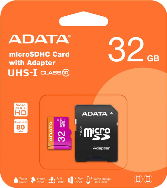 Adata microSDHC memóriakártya, 32Gb, Class 10 / UHS-1 U1, Adapterrel AUSDHDH32GUICL10-RA1