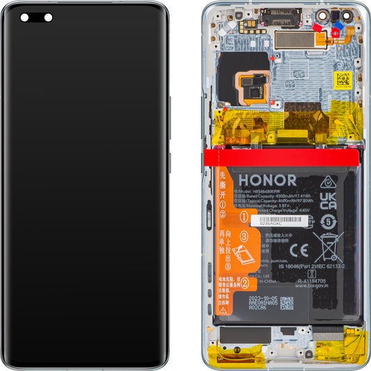 Érintőképernyős kijelző érintőképernyővel Honor Magic4 Pro, kerettel és akkumulátorral, türkizkék, szervizcsomag 0235AGXC 