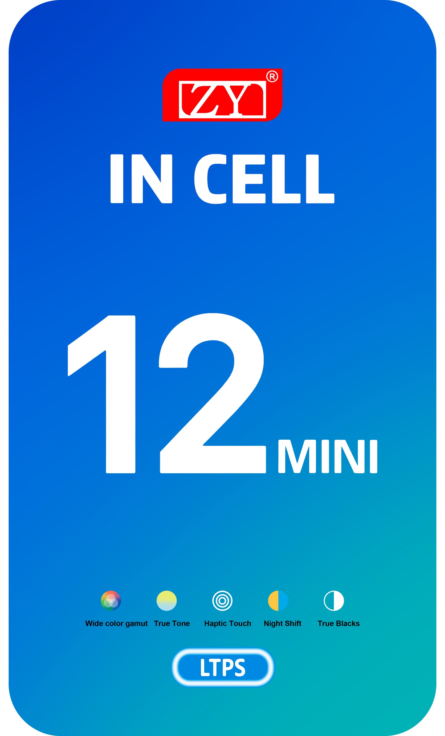 ZY érintőképernyő kijelző Apple iPhone 12 mini készülékhez, kerettel, In-Cell LCD változat, fekete 