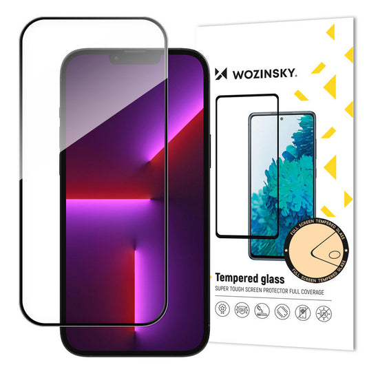 WZK Képernyővédő Apple iPhone 15 Pro Max készülékhez, árnyékolt üveg, teljes ragasztás, tokkal együtt, fekete színű