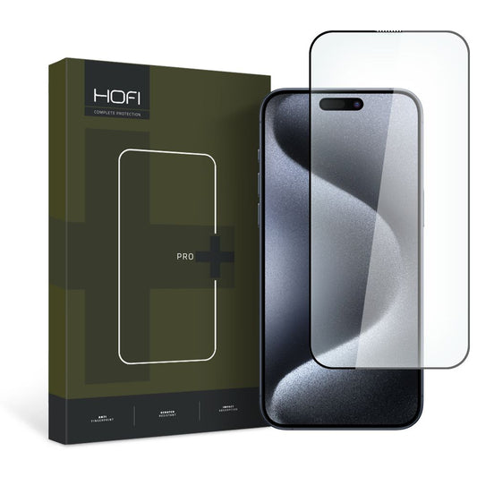 Képernyővédő HOFI PRO+ Apple iPhone 15 Pro Max készülékhez, védett üveg, teljes ragasztás, 2.5D, fekete 