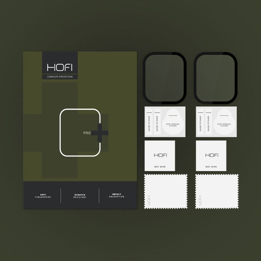 HOFI Hybrid PRO+ védőfólia Apple Watch 45mm sorozathoz, 2 darabos készlet, műanyag, fekete 