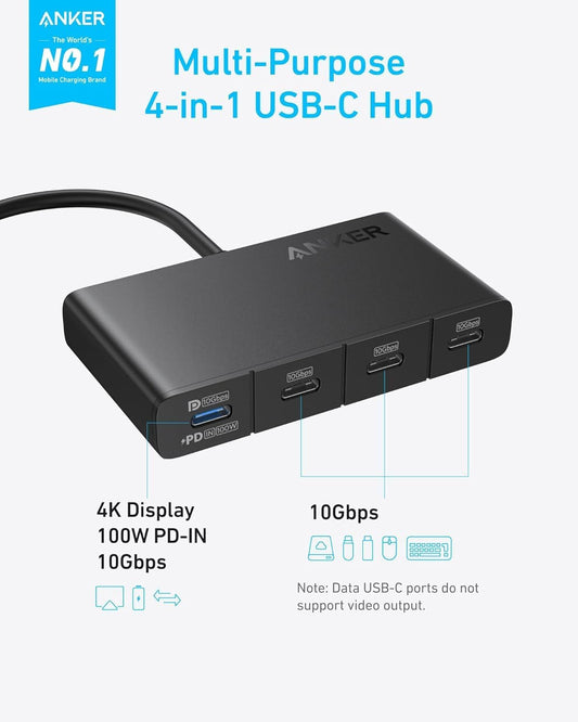 Anker USB-C hub, 4 x USB-C, fekete A8340GA1 