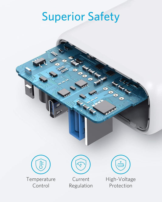 Network Charger Anker PowerPort PD+ 2, 35W, 3A, 1 x USB-A - 1 x USB-C, White A263636G21 