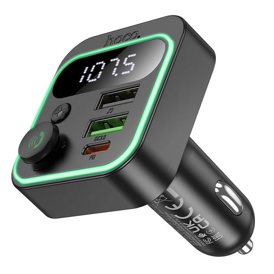 FM Bluetooth modulátor HOCO E85, 2 x USB-A - 1 x USB-C